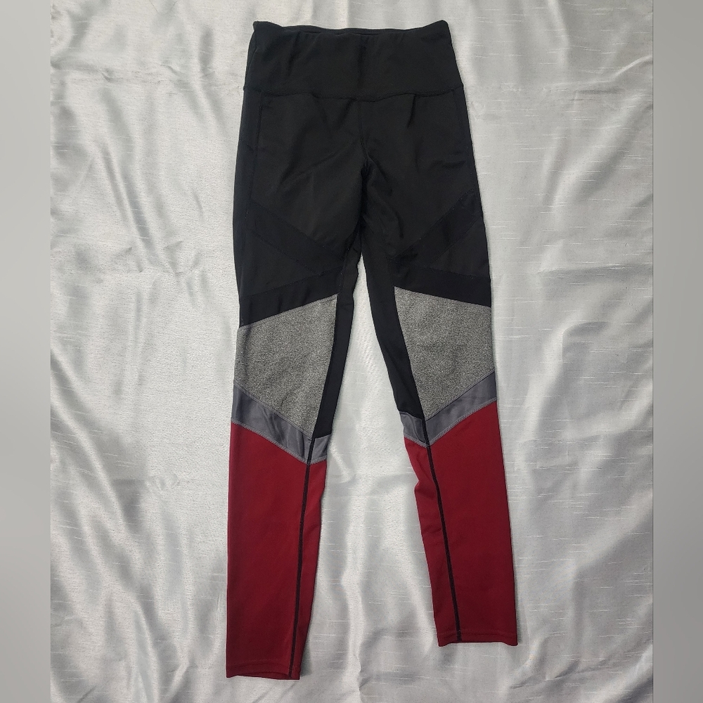 Women’s Colorblock Leggings with Sheer Mesh Detail – Size S/M - Picture 2 of 5